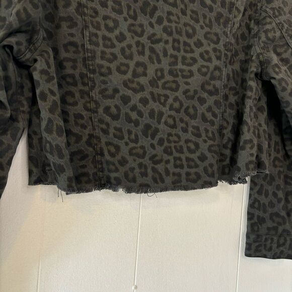 Women's Small Leopard/Animal Print Denim Jacket Black/Gray Crop Altar’d State - Picture 6 of 11